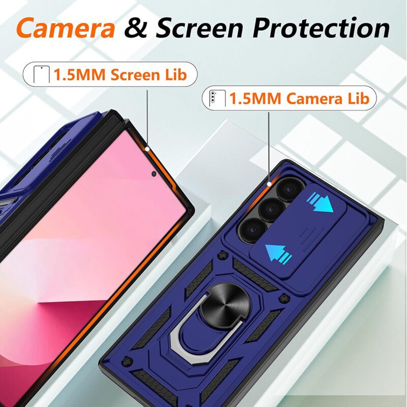 Husa Samsung Galaxy Z Fold7 protectie camera Techsuit CamShield Series, albastru