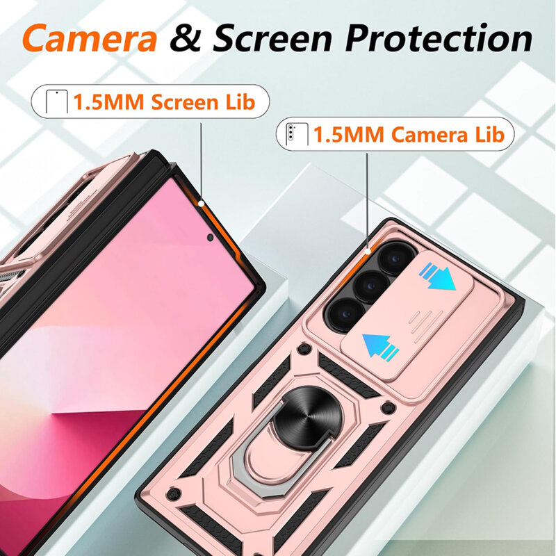 Husa Samsung Galaxy Z Fold7 protectie camera Techsuit CamShield Series, roz