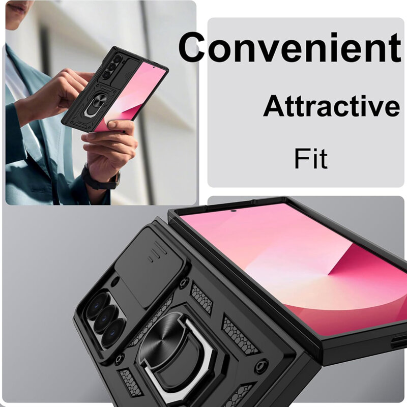 Husa Samsung Galaxy Z Fold7 protectie camera Techsuit CamShield Series, negru