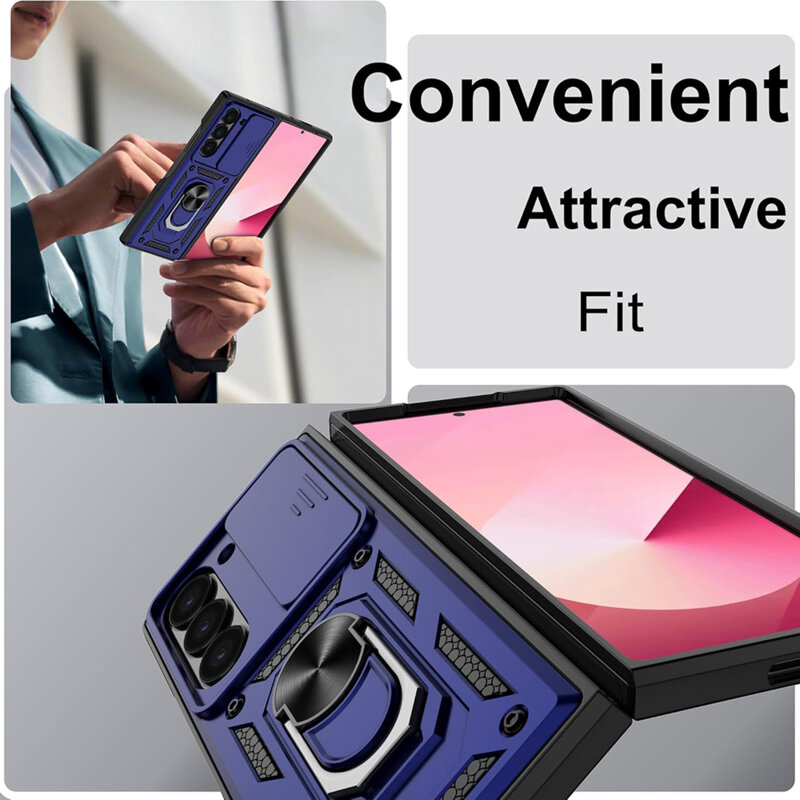 Husa Samsung Galaxy Z Fold6 protectie camera Techsuit CamShield Series, albastru