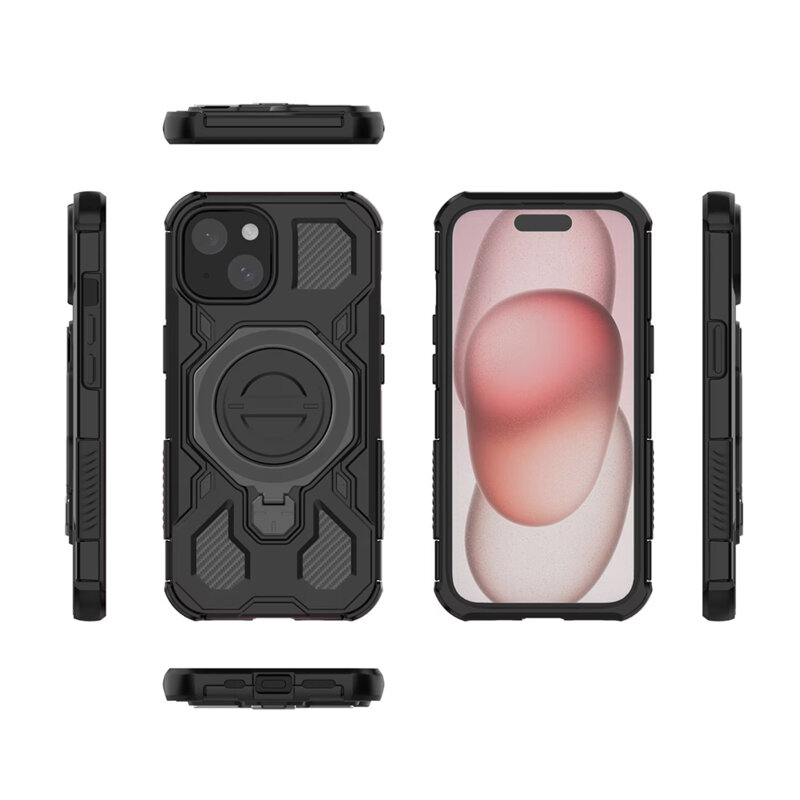 Husa iPhone 15 Techsuit Carbon Shield PRO, fumuriu