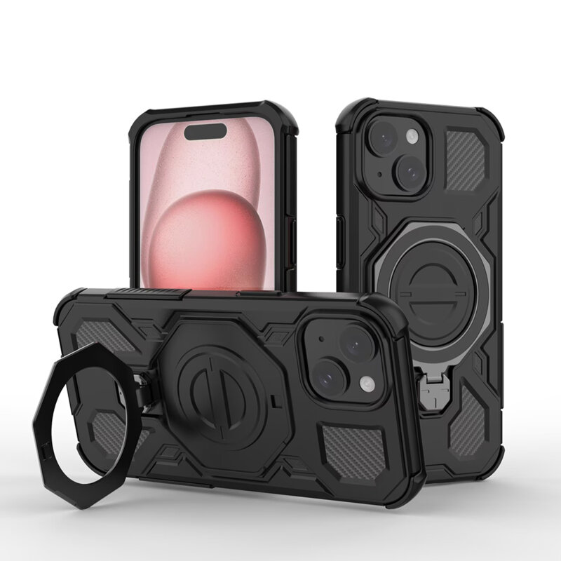 Husa iPhone 15 Techsuit Carbon Shield PRO, negru