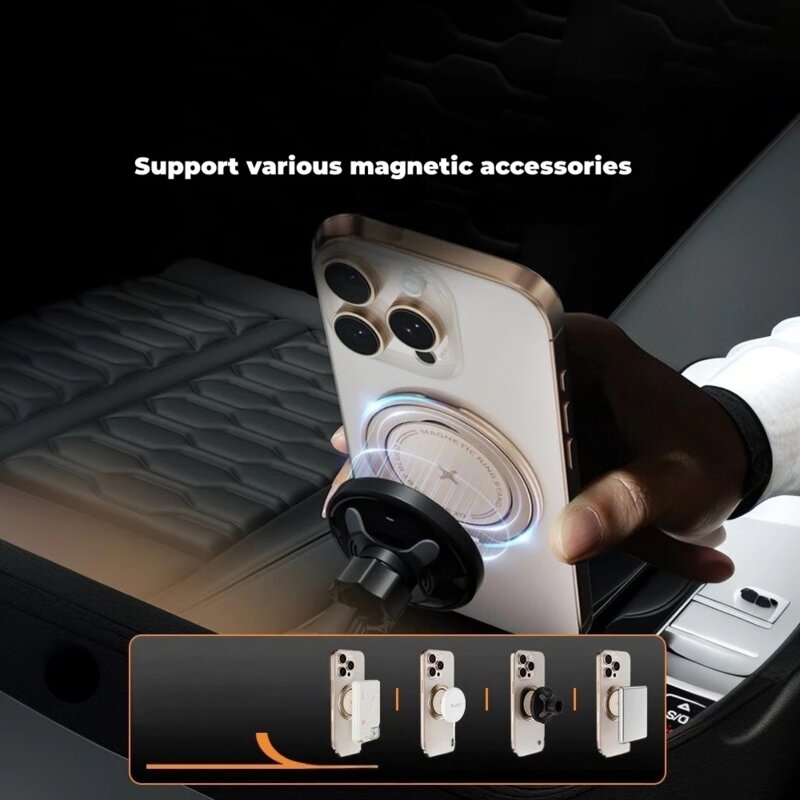 Suport inel pentru telefon magnetic Blueo, negru