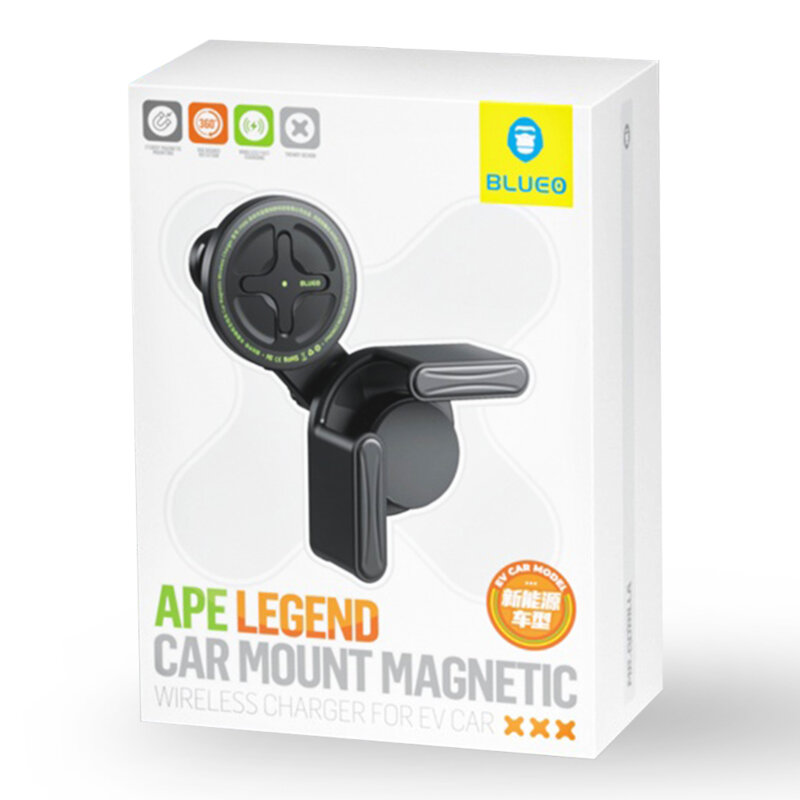 Suport auto cu incarcare wireless pentru masini EV 15W Blueo, alb