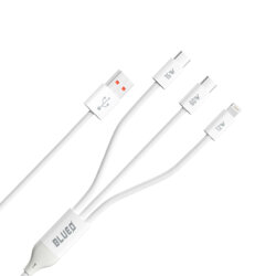 Cablu 3in1 USB-A la 2x Type-C, Lightning Blueo, alb