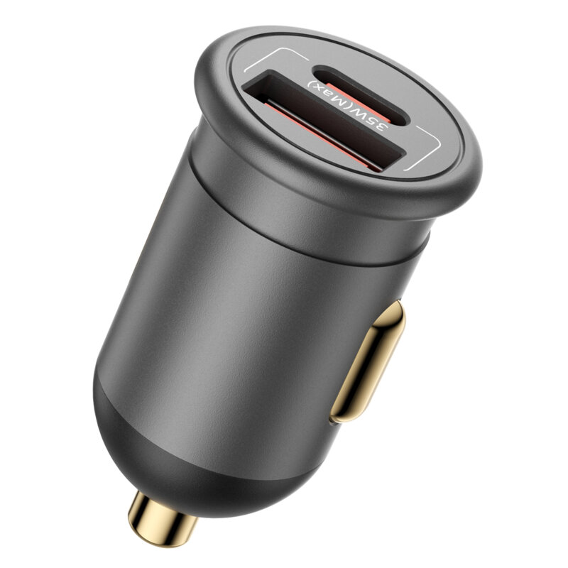 Incarcator auto USB, Type-C 35W Blueo, 12V-24V, gri