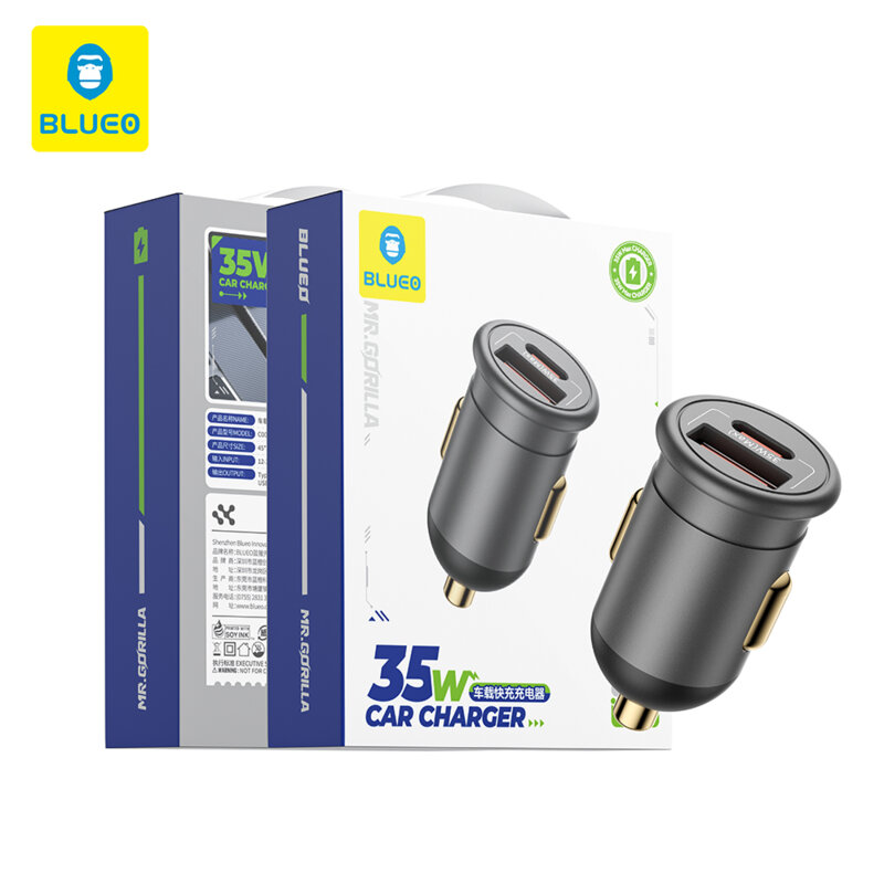 Incarcator auto USB, Type-C 35W Blueo, 12V-24V, gri