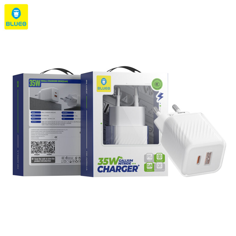 Incarcator priza GaN Fast Charge USB, Type-C Blueo, 35W, alb