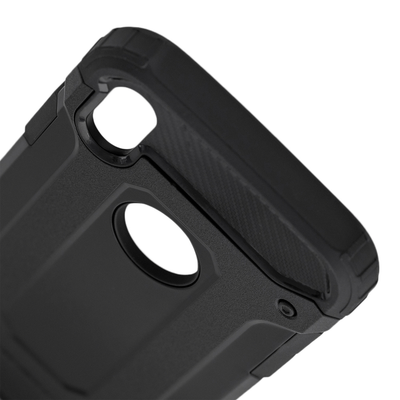 Husa iPhone XS Hybrid Armor Cu Decupaj Pentru Sigla - Negru