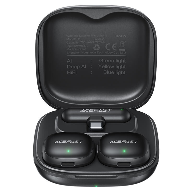 Microfon 360° wireless tip lavaliera Acefast R1, 750mAh, negru