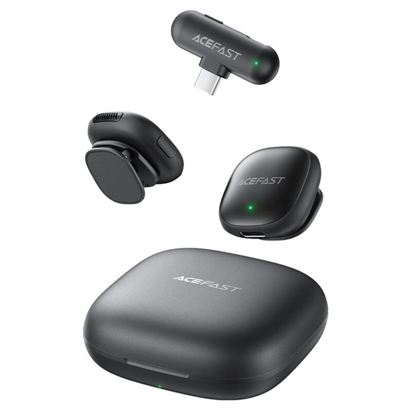 Microfon 360° wireless tip lavaliera Acefast R1, 750mAh, negru