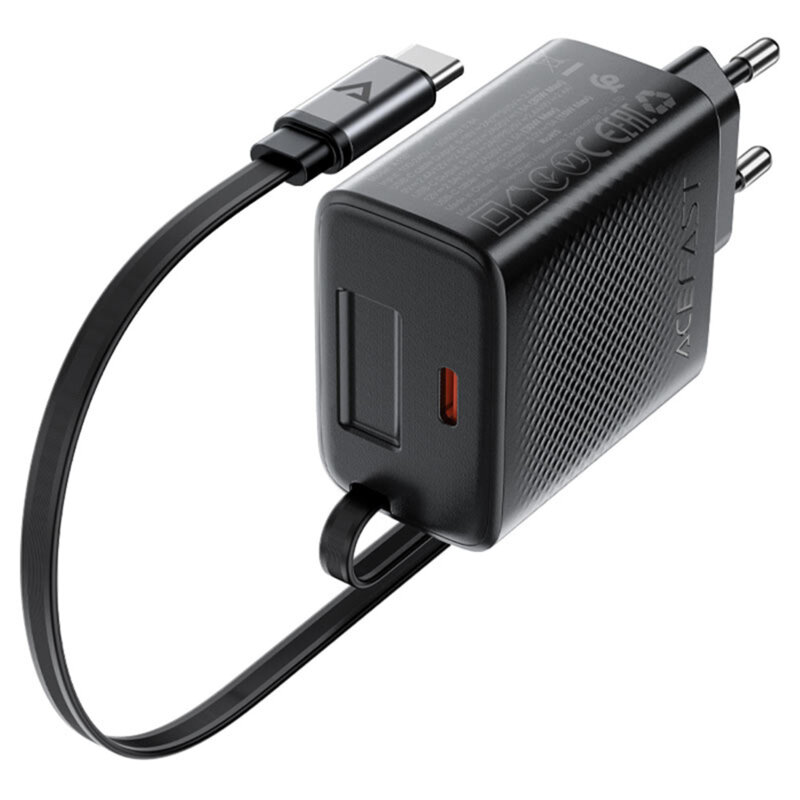 Incarcator GaN Type-C + cablu Acefast A110, 30W, 65cm, negru