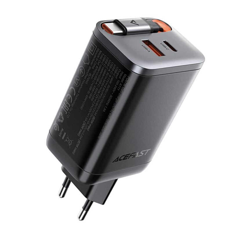 Incarcator USB, tip C + cablu Acefast A111, 67W, 65cm, negru