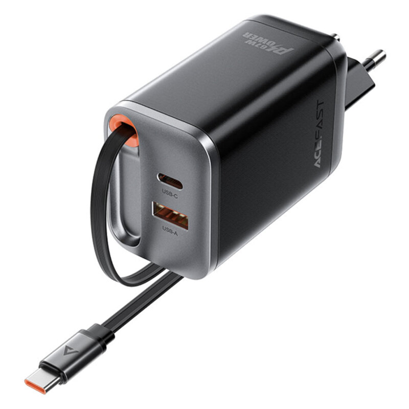 Incarcator USB, tip C + cablu Acefast A111, 67W, 65cm, negru