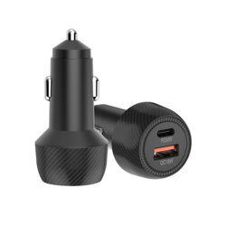 Incarcator auto Fast Charge USB, Type-C, 48W Techsuit C7, negru