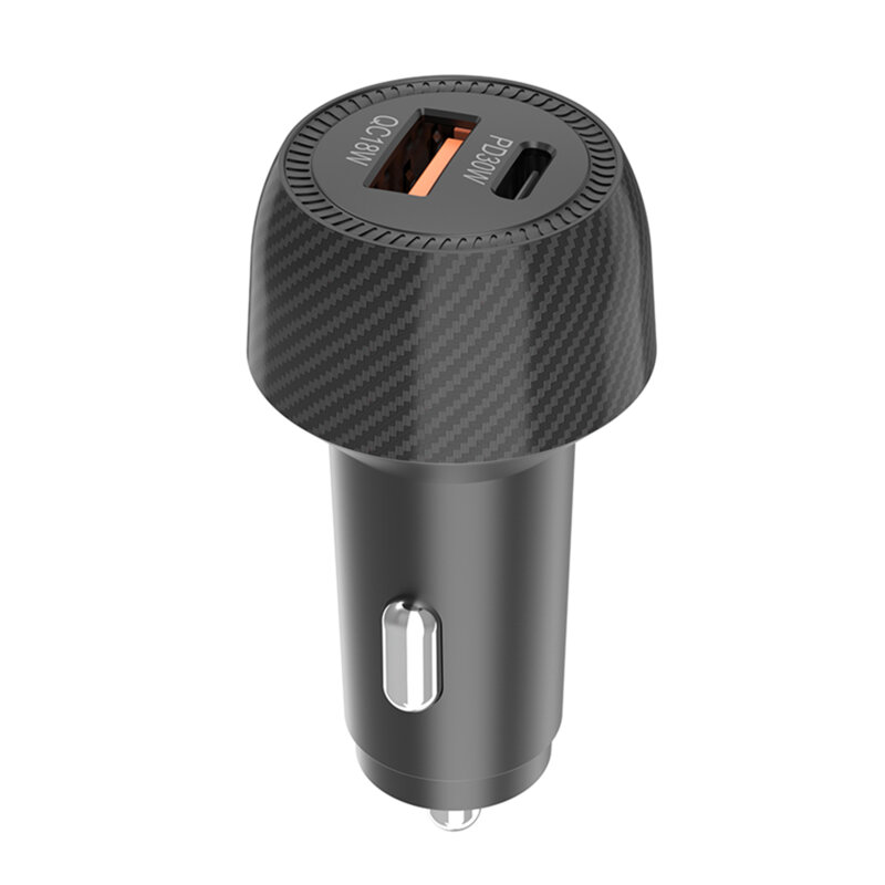 Incarcator auto Fast Charge USB, Type-C, 48W Techsuit C7, negru