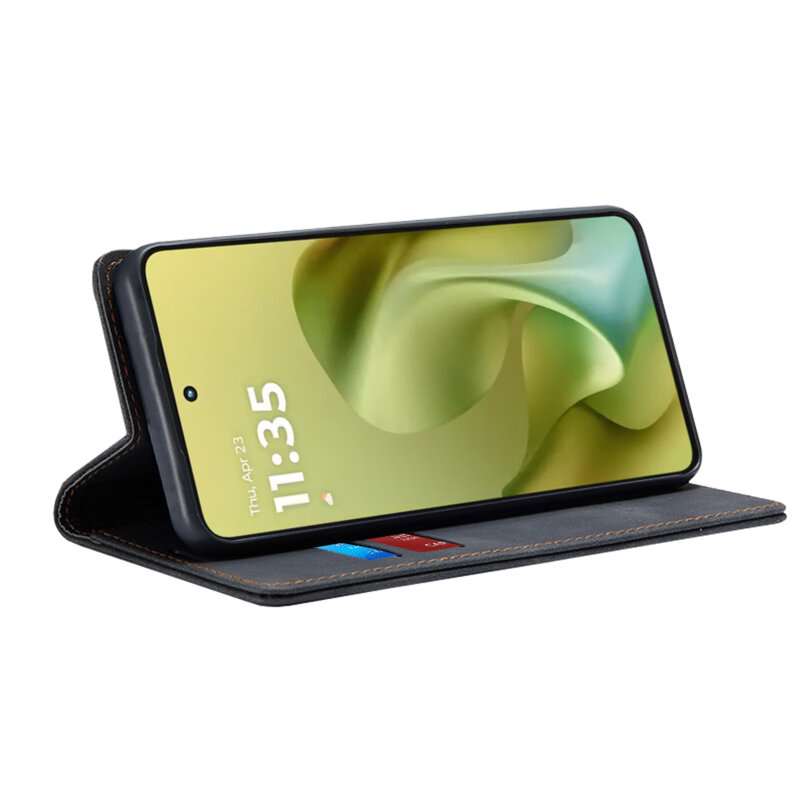 Husa piele Motorola Moto G86 Techsuit Confy Cover, negru