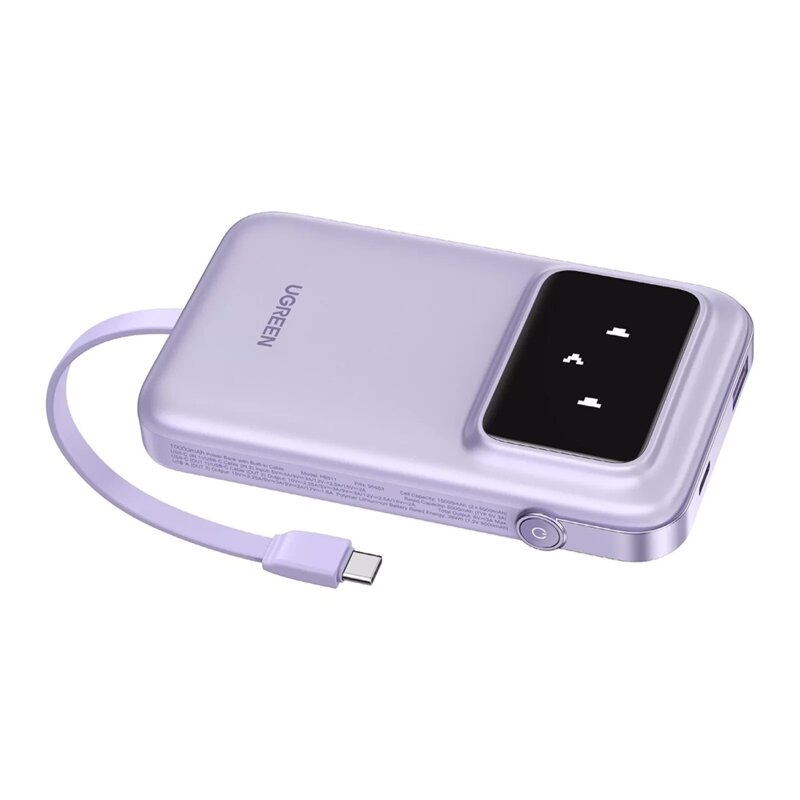 Baterie externa USB cu cablu Type-C 30W, Ugreen, mov, 35604B