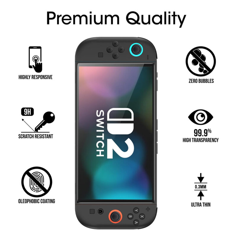 [Pachet 2x] Folie 9H Nintendo Switch 2 cu aplicator Techsuit SwitchAura NS1, transparenta