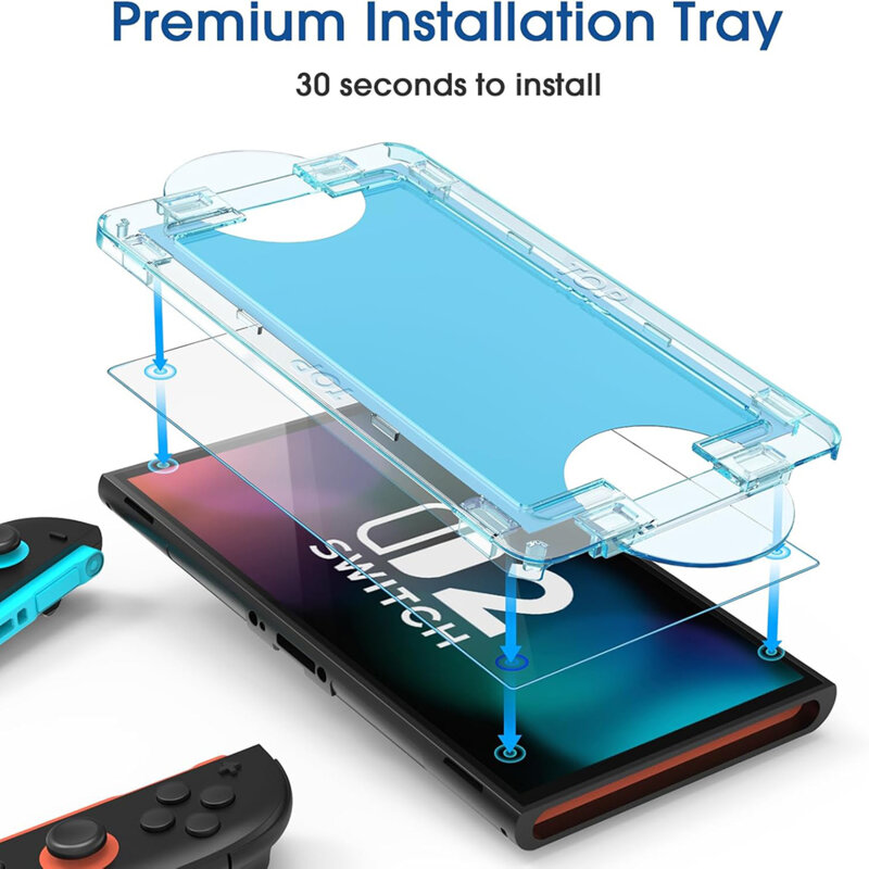 [Pachet 2x] Folie 9H Nintendo Switch 2 cu aplicator Techsuit SwitchAura NS1, transparenta