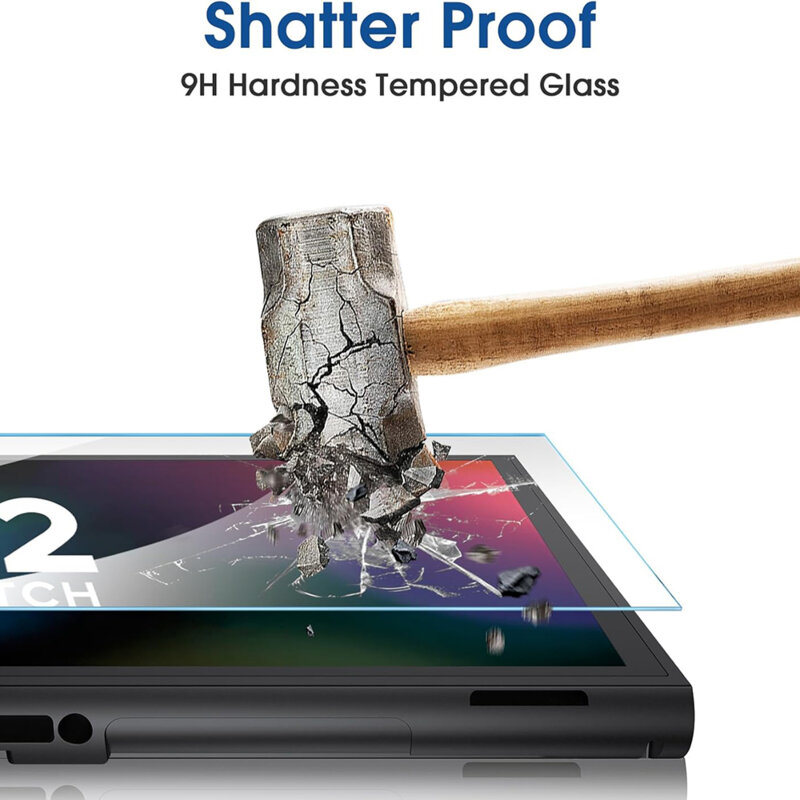 [Pachet 2x] Folie 9H Nintendo Switch 2 cu aplicator Techsuit SwitchAura NS1, transparenta