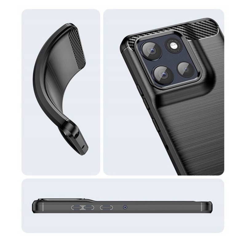 Husa Motorola Moto G86 Techsuit Carbon Silicone, negru