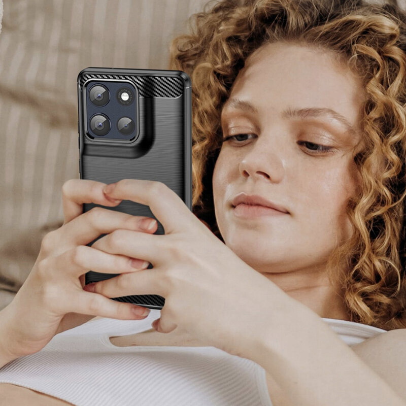 Husa Motorola Moto G86 Techsuit Carbon Silicone, negru