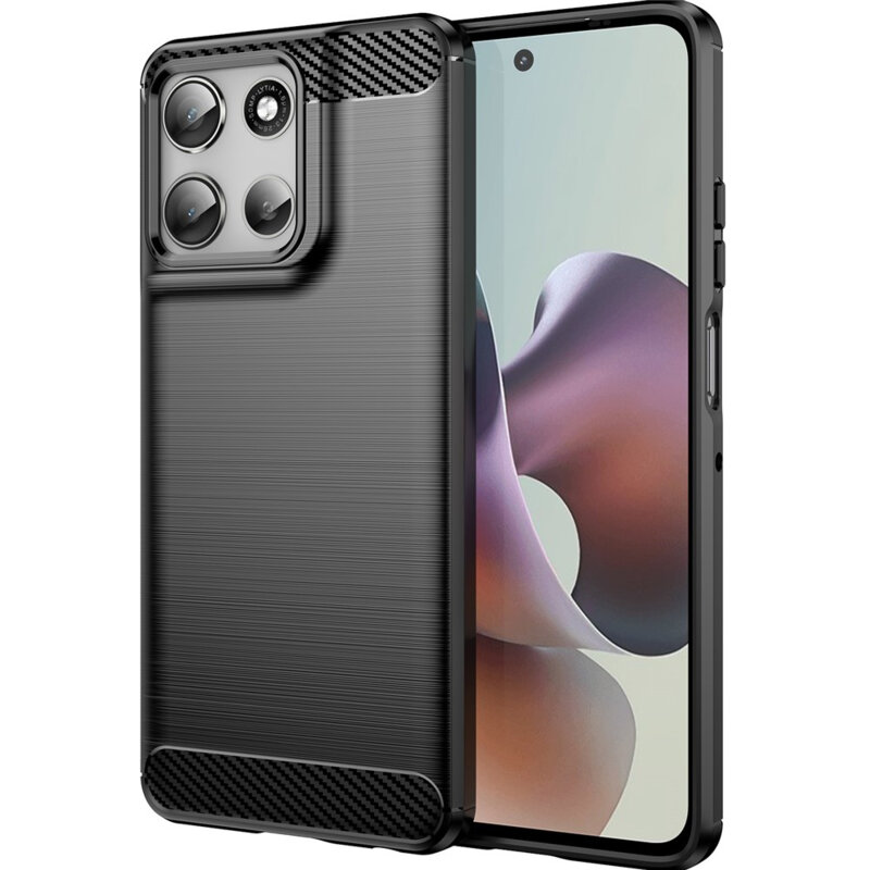Husa Motorola Moto G56 Techsuit Carbon Silicone, negru