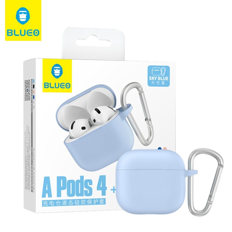 Husa AirPods 4 Blueo Liquid Silicone, bleu