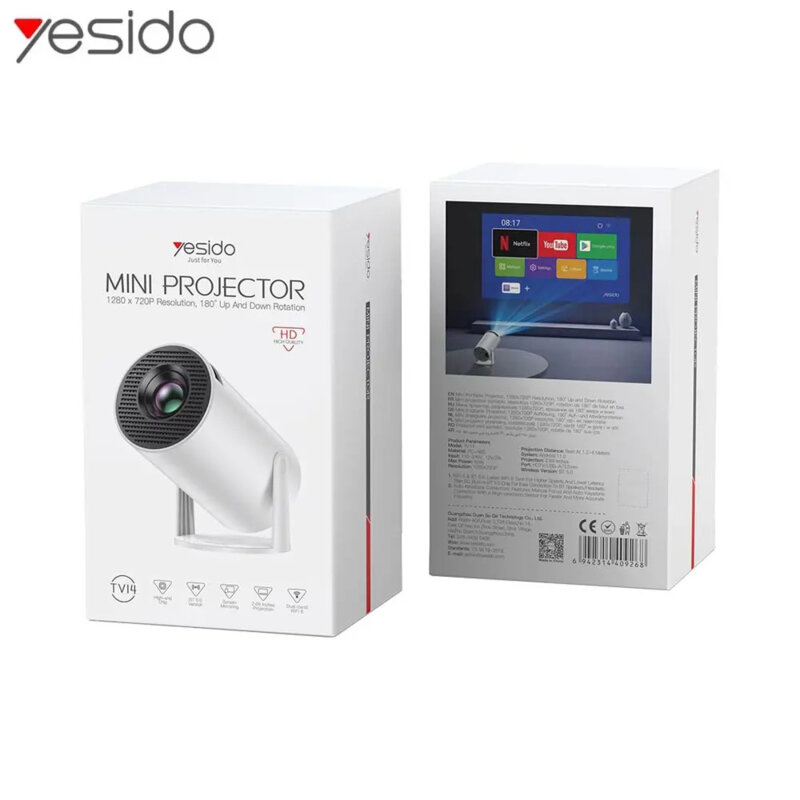Mini videoproiector portabil HD Yesido TV14, alb