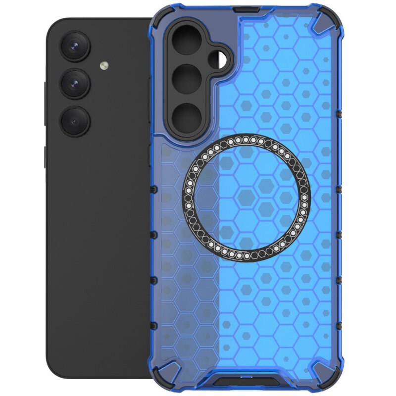 Husa transparenta Samsung Galaxy A26 5G Techsuit HoneyComb Shield MagSafe, albastru