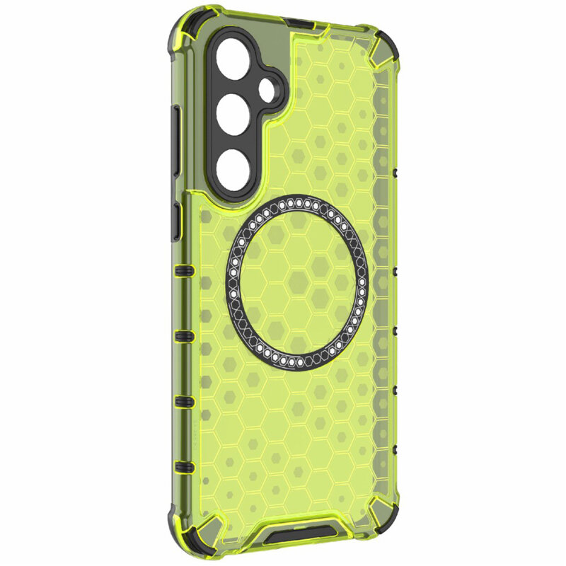 Husa transparenta Samsung Galaxy A26 5G Techsuit HoneyComb Shield MagSafe, verde