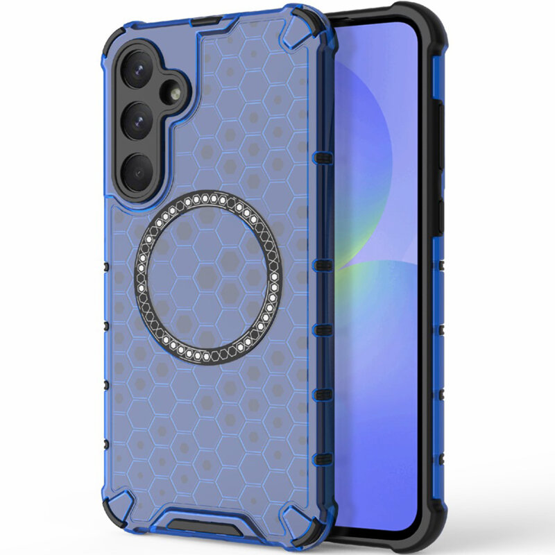 Husa transparenta Samsung Galaxy A36 5G Techsuit HoneyComb Shield MagSafe, albastru