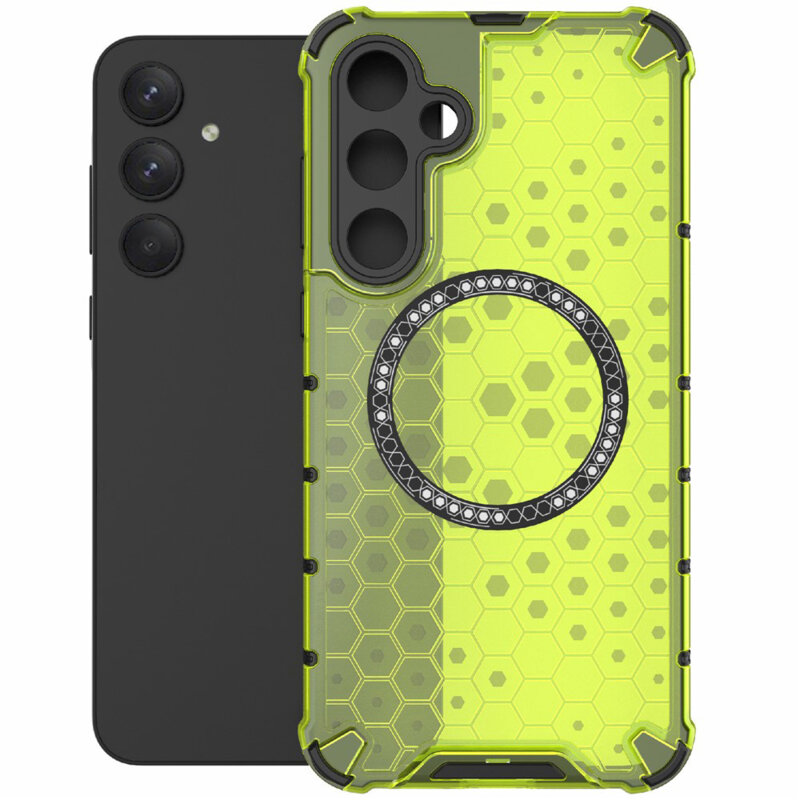 Husa transparenta Samsung Galaxy A36 5G Techsuit HoneyComb Shield MagSafe, verde