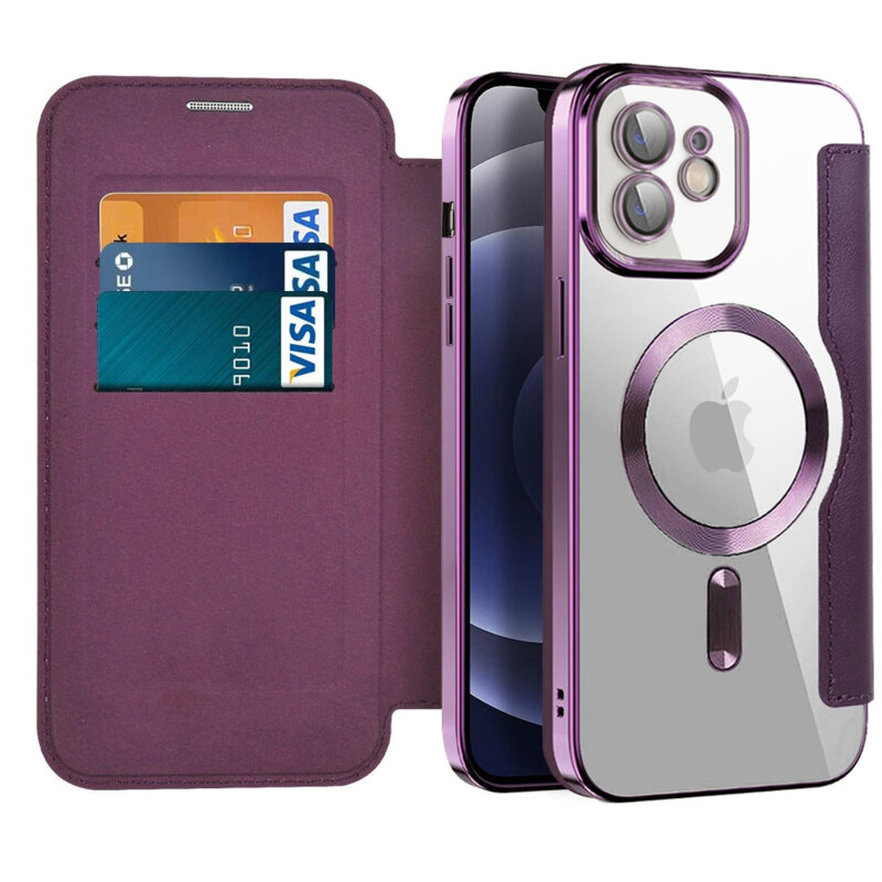 Husa iPhone 12 Techsuit SmartMag Book Case, mov