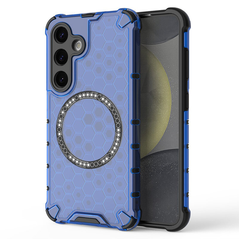 Husa transparenta Samsung Galaxy S24 Techsuit HoneyComb Shield MagSafe, albastru