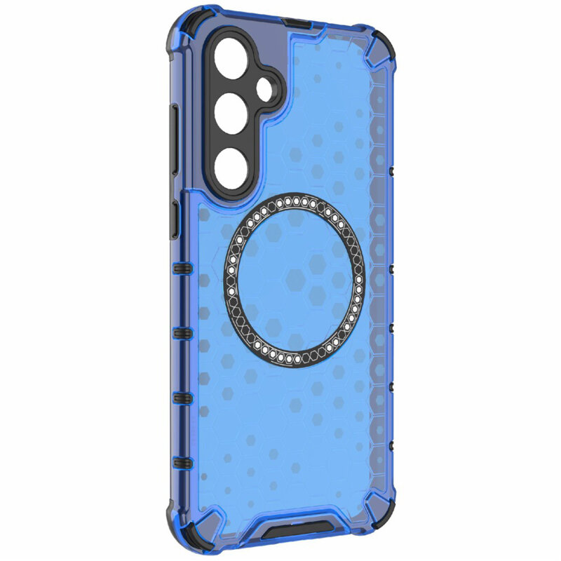 Husa transparenta Samsung Galaxy S24 Techsuit HoneyComb Shield MagSafe, albastru