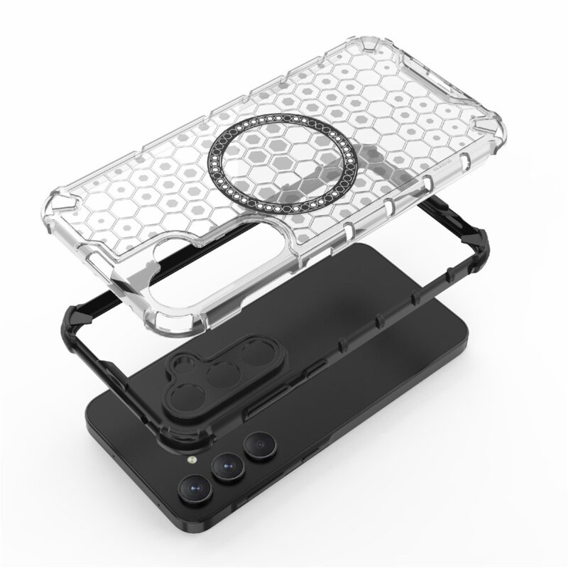 Husa transparenta Samsung Galaxy S24 Techsuit HoneyComb Shield MagSafe, albastru