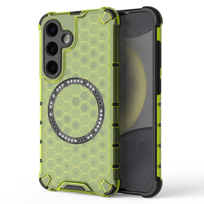 Husa transparenta Samsung Galaxy S24 Techsuit HoneyComb Shield MagSafe, verde