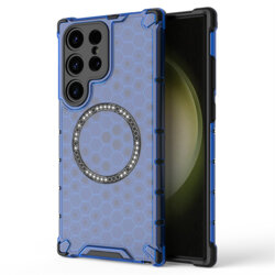 Husa transparenta Samsung Galaxy S24 Ultra Techsuit HoneyComb Shield MagSafe, albastru