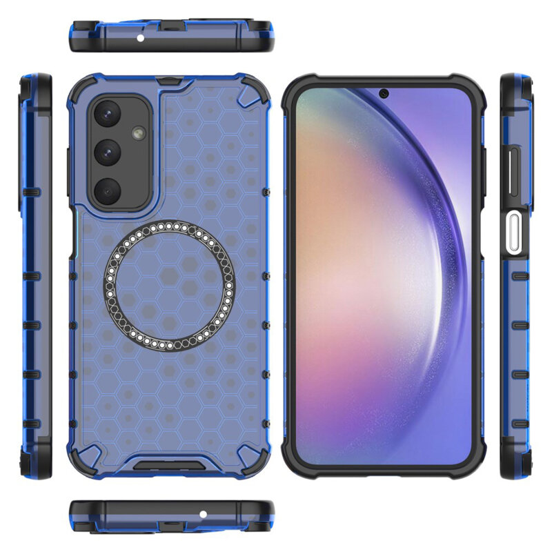 Husa transparenta Samsung Galaxy A16 4G Techsuit HoneyComb Shield MagSafe, albastru