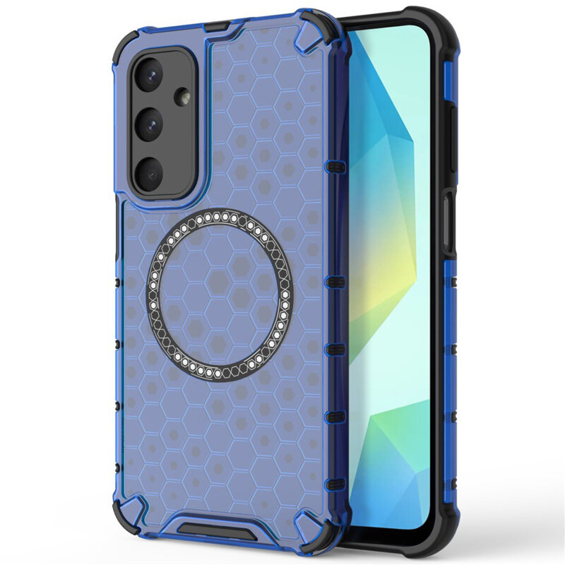 Husa transparenta Samsung Galaxy A16 5G Techsuit HoneyComb Shield MagSafe, albastru