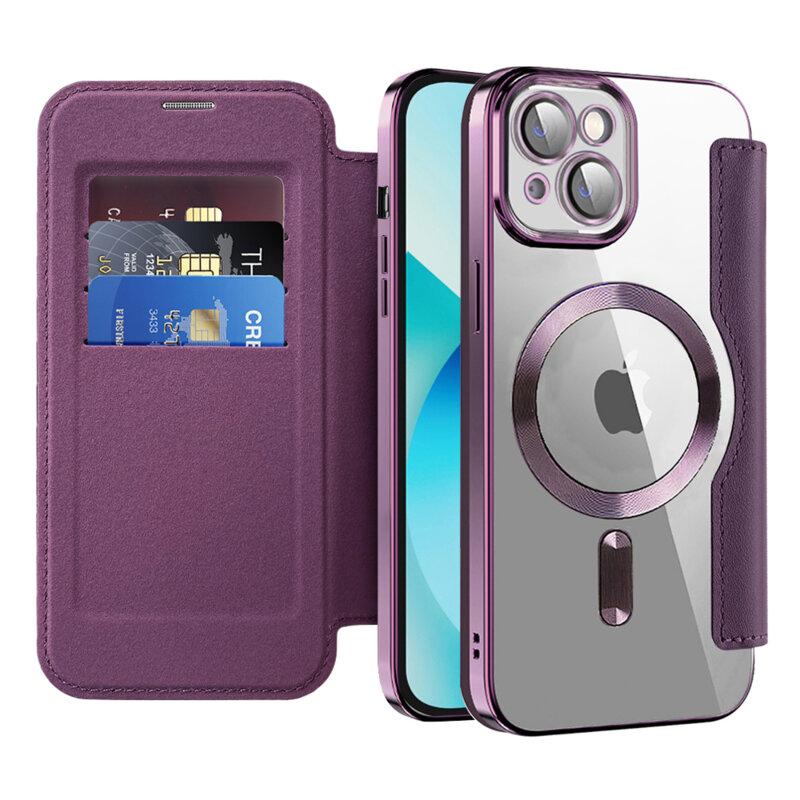 Husa iPhone 13 Techsuit SmartMag Book Case, mov