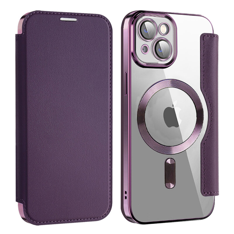 Husa iPhone 15 Techsuit SmartMag Book Case, mov