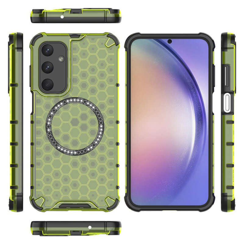 Husa transparenta Samsung Galaxy A16 4G Techsuit HoneyComb Shield MagSafe, verde