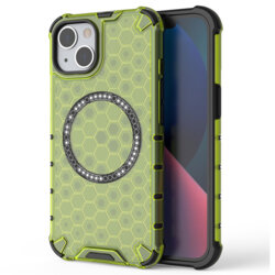 Husa transparenta iPhone 13 Techsuit HoneyComb Shield MagSafe, verde