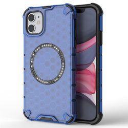 Husa transparenta iPhone 11 Techsuit HoneyComb Shield MagSafe, albastru