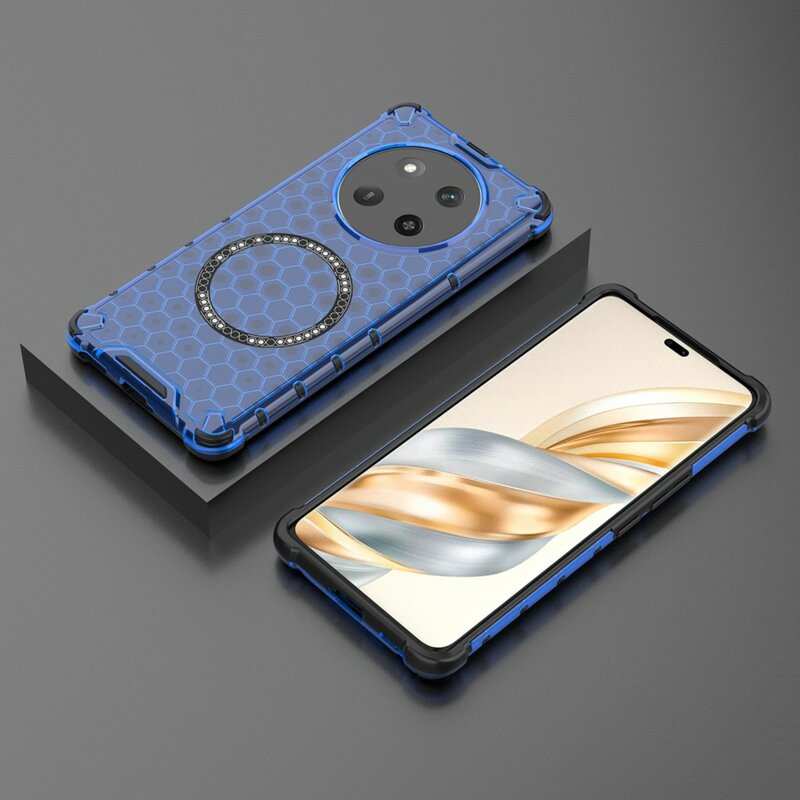 Husa transparenta Honor X9c Techsuit HoneyComb Shield MagSafe, albastru