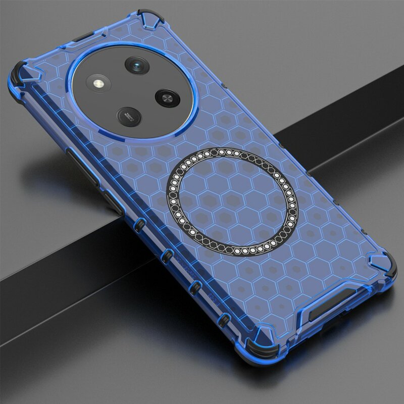 Husa transparenta Honor X9c Techsuit HoneyComb Shield MagSafe, albastru
