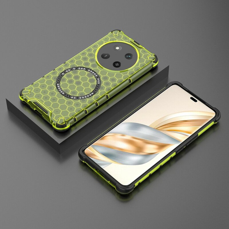Husa transparenta Honor Magic7 Lite Techsuit HoneyComb Shield MagSafe, verde